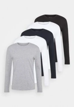 Pier One 5 Pack - Long Sleeved Top - White/Dark Blu/Grey -Boutique Fashion Men's Discount Store 0040d79b22c848e294c0eb73581cab32