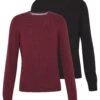 Pier One 2 Pack- Jumper - Black/Bordeaux