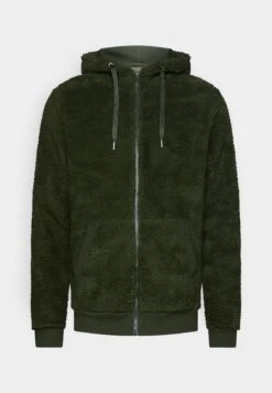 Pier One Borg Zip-Up Jacket - Fleece Jacket - Dark Green