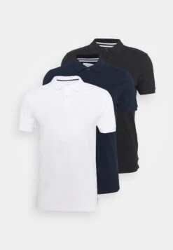 Pier One 3 Pack - Polo Shirt - Black/Dark Blue/White -Boutique Fashion Men's Discount Store 07cf99c8248048ac91837e46ad87ad09