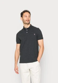 Pier One Tricolore Trim- Polo Shirt - Dark Grey