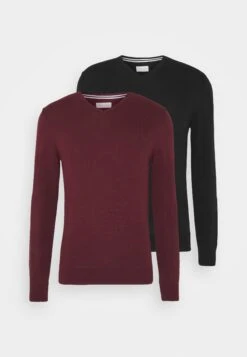 Pier One 2Pack - Jumper - Black/Bordeaux -Boutique Fashion Men's Discount Store 1401fde1674b40a68d7e1288645f8b9b