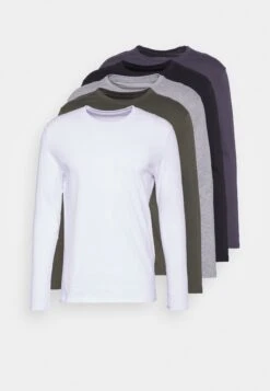 Pier One 5 Pack - Long Sleeved Top - Black/White/Olive -Boutique Fashion Men's Discount Store 1811e4e1633c4594abae2f43c4e4d170