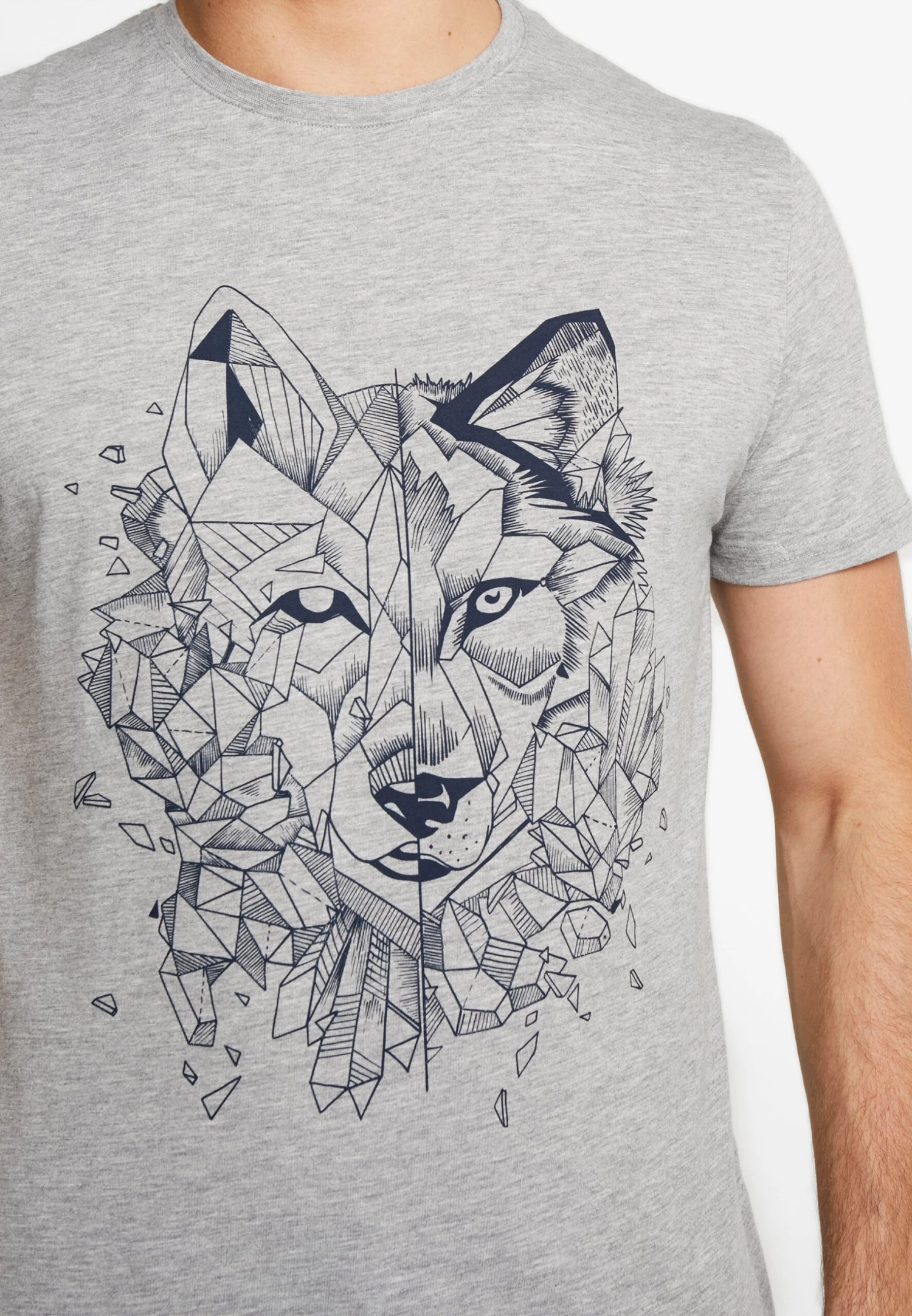 Pier One Print T-Shirt - Mottled Grey 6 Pier One Print T-Shirt - Mottled Grey - Image 6