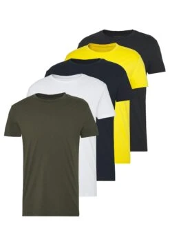 Pier One 5 Pack - Basic T-Shirt - Olive/ White/ Navy /Yellow /Black -Boutique Fashion Men's Discount Store 1b9164789150411d82264f1147f53451