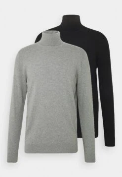 Pier One 2 Pack - Basic Turtleneck - Jumper - Black/Mottled Light Grey -Boutique Fashion Men's Discount Store 2df07891f3cf443da67ee4c7a11ee632