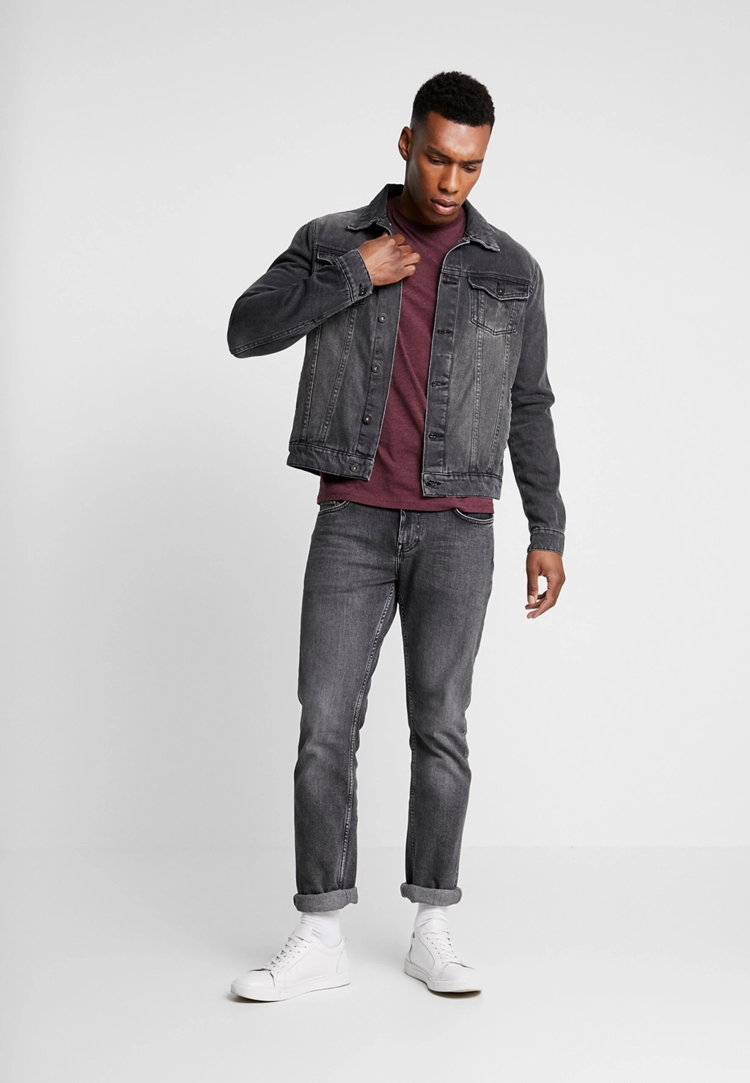 Pier One 5 Pack - Basic T-Shirt - Mottled Bordeaux/White 1 Pier One 5 Pack - Basic T-Shirt - Mottled Bordeaux/White