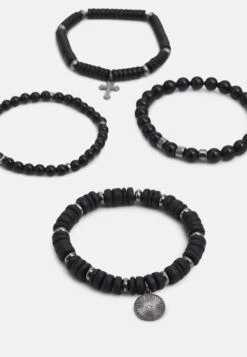 Pier One 4 Pack - Bracelet - Black -Boutique Fashion Men's Discount Store 38feea797ced458bb465001274f887e9