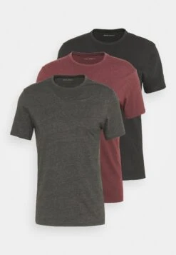 Pier One 3 Pack - Basic T-Shirt - Black/Mottled Dark Grey/Bordeaux -Boutique Fashion Men's Discount Store 3a3d359b577841e6a576172d8b53126f
