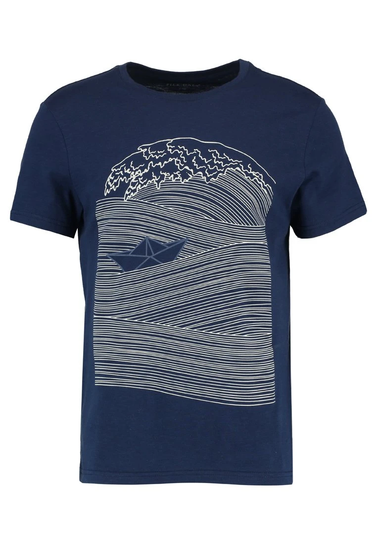 Pier One Print T-Shirt - Dark Blue/White 5 Pier One Print T-Shirt - Dark Blue/White - Image 5