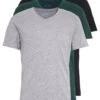 Pier One 3 Pack- Basic T-Shirt - Black, Grey, Green