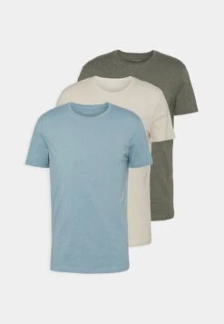 Pier One 3 Pack - Basic T-Shirt - Brown/Beige/Light Blue -Boutique Fashion Men's Discount Store 6207198c93254405a2ac3fe4191f041d