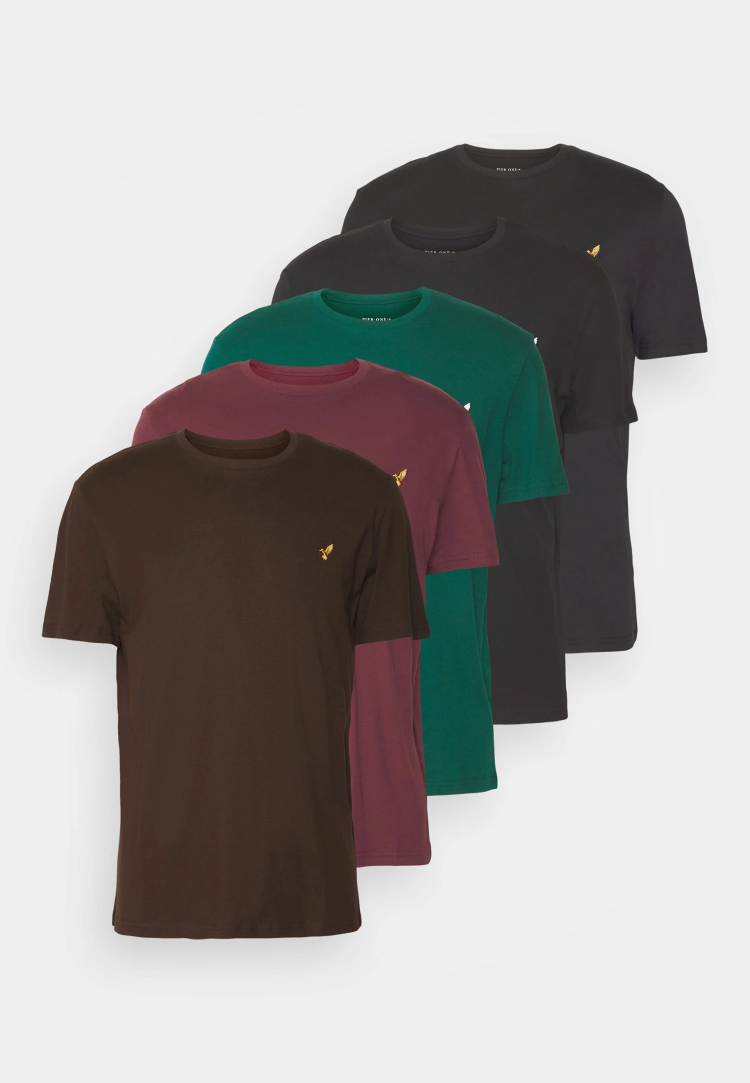 Pier One 5 Pack - Basic T-Shirt - Bordeaux/Dark Green/Dark Blue 6 Pier One 5 Pack - Basic T-Shirt - Bordeaux/Dark Green/Dark Blue - Image 6