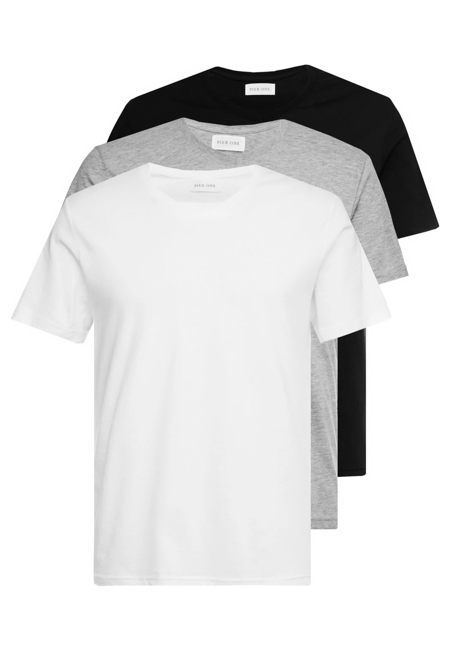 Pier One 3 Pack- Basic T-Shirt - White/Black/Light Grey 6 Pier One 3 Pack- Basic T-Shirt - White/Black/Light Grey - Image 6