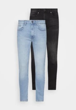 Pier One 2 Pack - Jeans Skinny Fit - Light Blue/Black