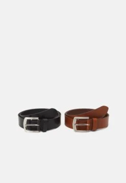 Pier One Leather 2 Pack - Belt - Cognac/Black