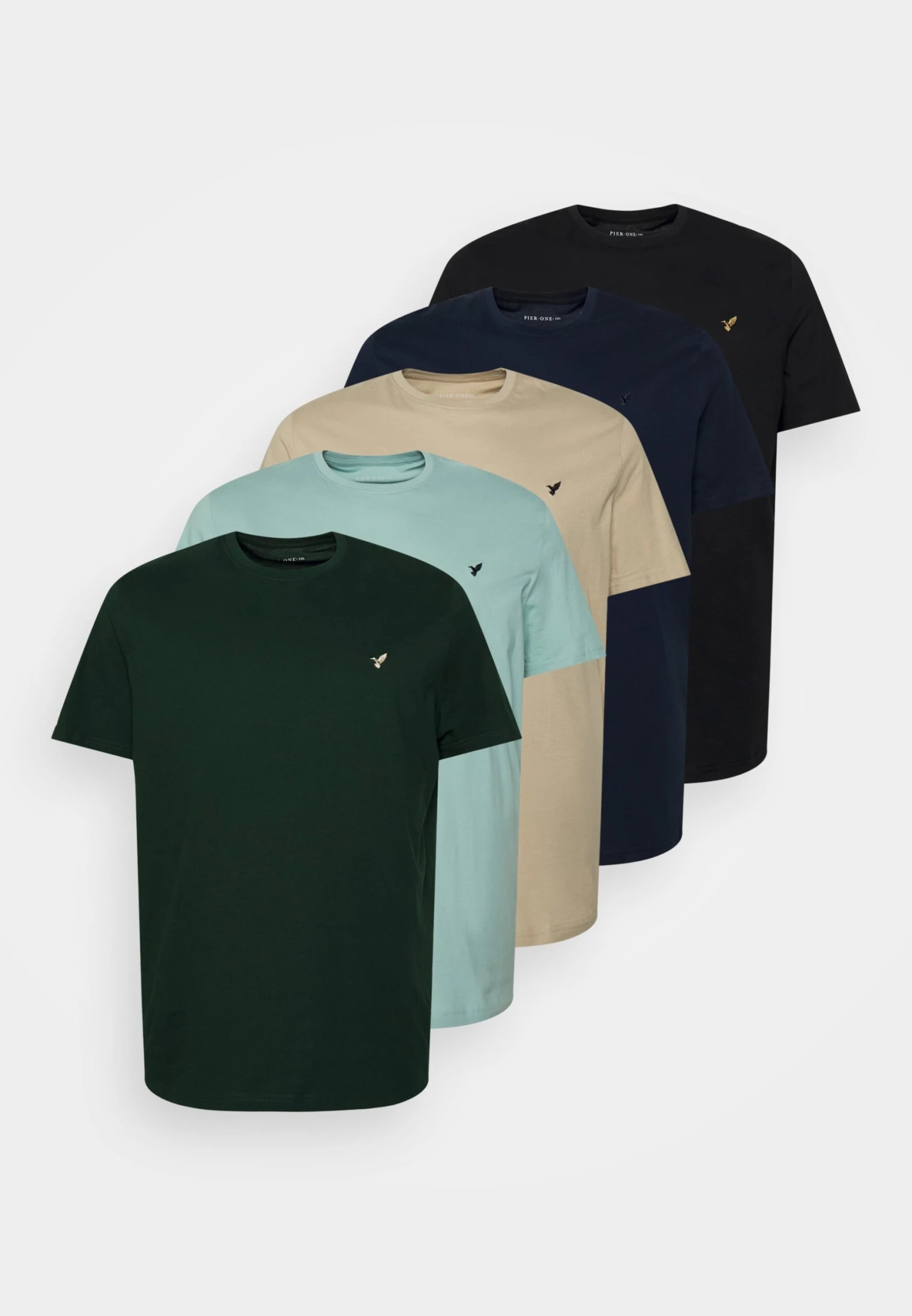 Pier One 5 Pack - Basic T-Shirt - Dark Green/Beige/Light Blue 6 Pier One 5 Pack - Basic T-Shirt - Dark Green/Beige/Light Blue - Image 6