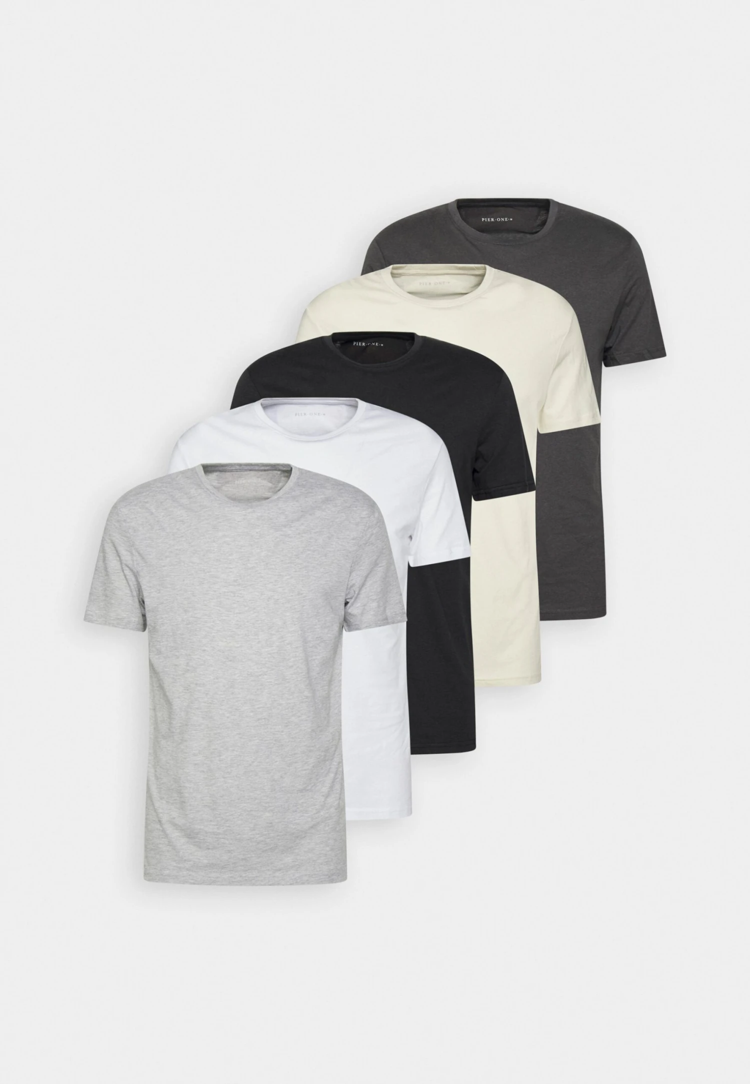 Pier One 5 Pack - Basic T-Shirt - White/Off-White/Light Grey/Beige/Black 8 Pier One 5 Pack - Basic T-Shirt - White/Off-White/Light Grey/Beige/Black - Image 8