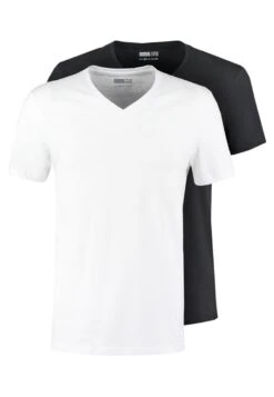 Pier One 2 Pack - Basic T-Shirt - White/Black -Boutique Fashion Men's Discount Store 7f713aa7d0cf4680ab0acb77eb634838
