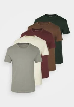 Pier One 5 Pack - Basic T-Shirt - Bordeaux/Light Grey/Brown -Boutique Fashion Men's Discount Store 83cca5e18c004829aaae044651c3ddc2