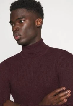 Pier One Muscle Fit Turtle - Jumper - Mottled Bordeaux -Boutique Fashion Men's Discount Store 87bc9746f3cd48c78886c3726b9971e1