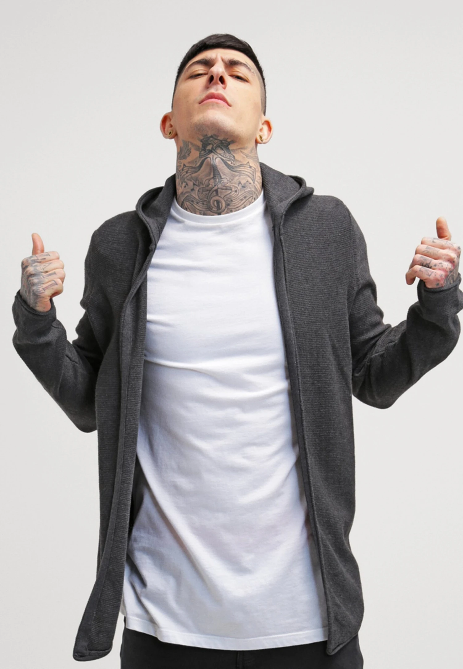 Pier One Cardigan - Mottled Dark Grey 1 Pier One Cardigan - Mottled Dark Grey