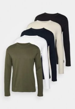 Pier One 5 Pack - Long Sleeved Top - Blue/White/Beige/Olive -Boutique Fashion Men's Discount Store 946c941ae0e947a999397bec98f5181f