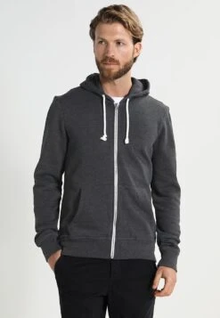 Pier One Zip-Up Sweatshirt - Black Melange