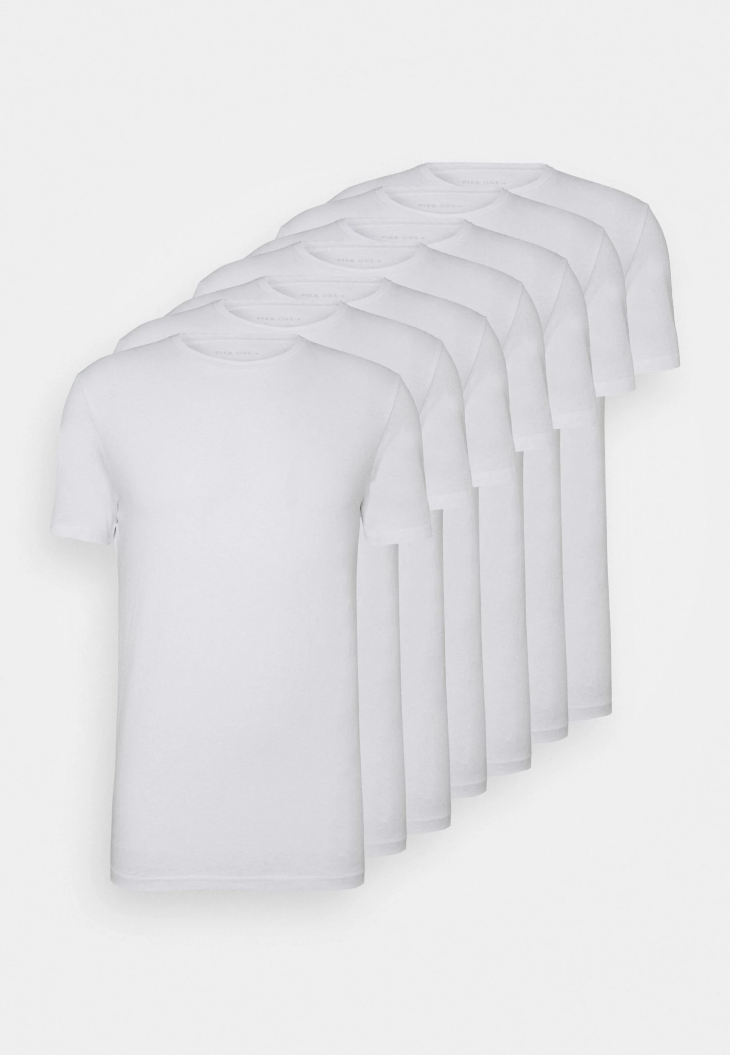 Pier One 7 Pack - Basic T-Shirt - White 1 Pier One 7 Pack - Basic T-Shirt - White