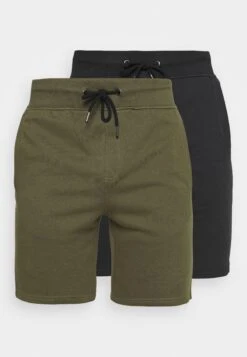 Pier One 2 Pack - Shorts - Black/Olive -Boutique Fashion Men's Discount Store 97446a5d1f4444a39e0756e4edaa81f0