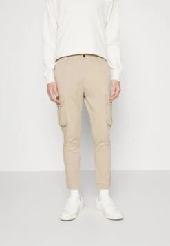 Pier One Cuffed Skinny Trouser- Cargo Trousers - Tan