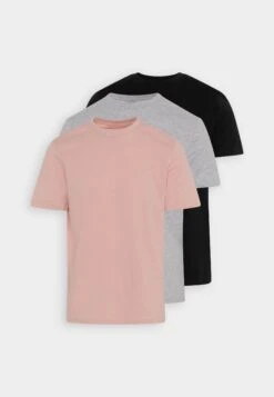 Pier One 3 Pack - Basic T-Shirt - Mottled Light Grey/Pink/Black -Boutique Fashion Men's Discount Store 99867f7702c549b5b66de9a87bff9eae