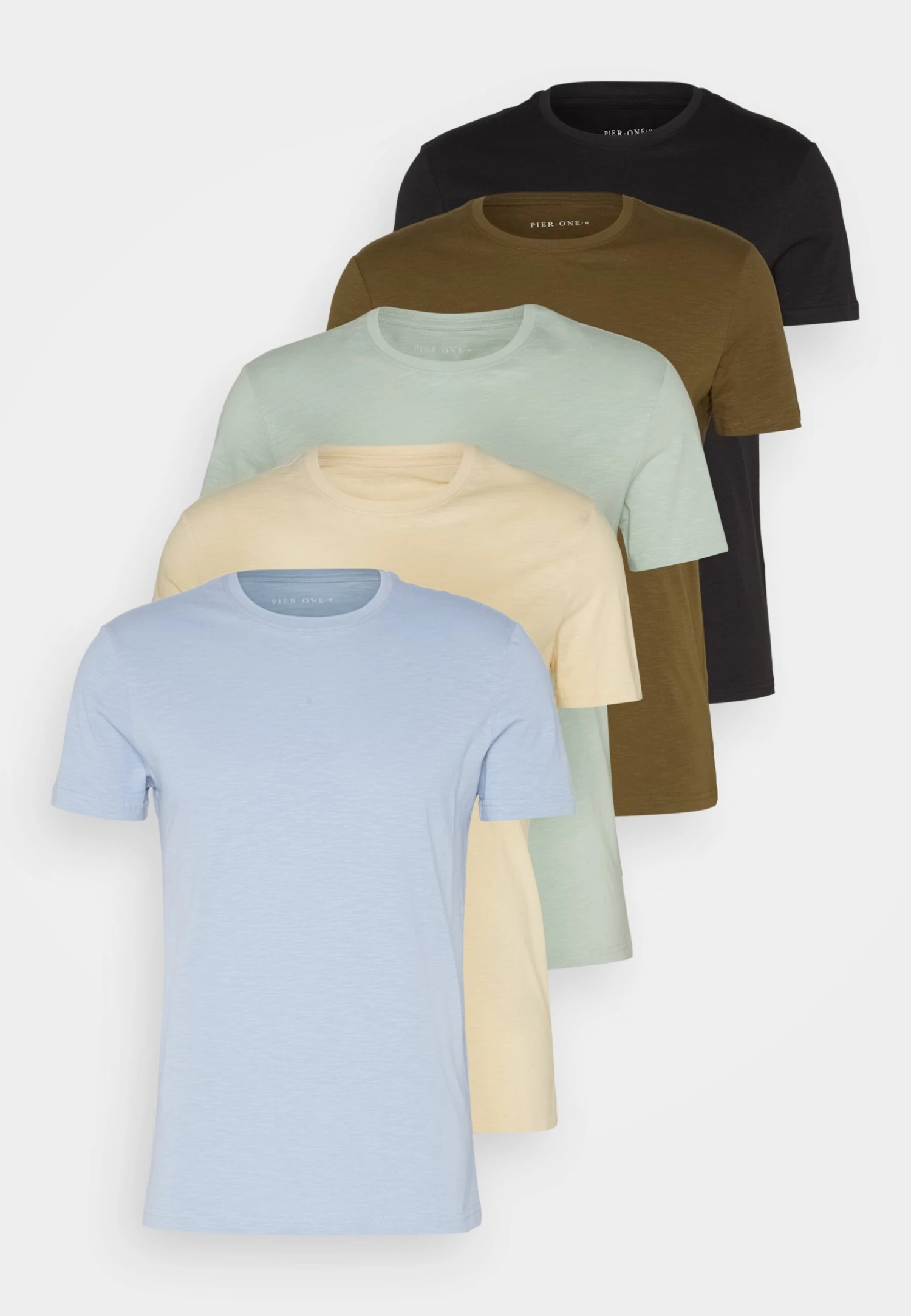 Pier One 5 Pack - Basic T-Shirt - Black/Light Blue/Khaki/Mint/Beige 8 Pier One 5 Pack - Basic T-Shirt - Black/Light Blue/Khaki/Mint/Beige - Image 8