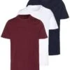 Pier One 3 Pack - Basic T-Shirt - White/Dark Blue/Red