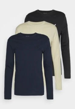 Pier One 3 Pack Unisex- Long Sleeved Top - Black/Dark Blue/Stone