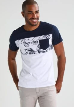 Pier One Print T-Shirt - Navy/White