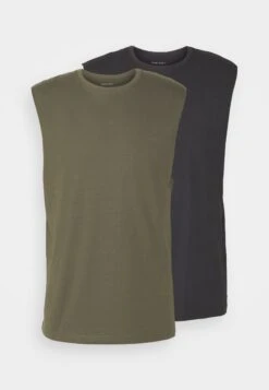 Pier One 2 Pack - Top - Black/Khaki -Boutique Fashion Men's Discount Store c754ddb9346549e8894dba6be226fca9