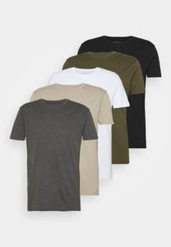 Pier One 5 Pack - Basic T-Shirt - White/Dark Grey/Black -Boutique Fashion Men's Discount Store c8b9f5cce9884e23aebd3711252e2349