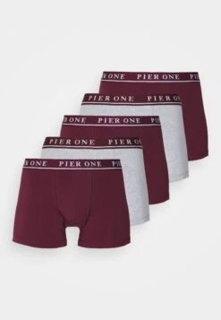 Pier One 5 Pack - Pants - Bordeaux/Mottled Grey