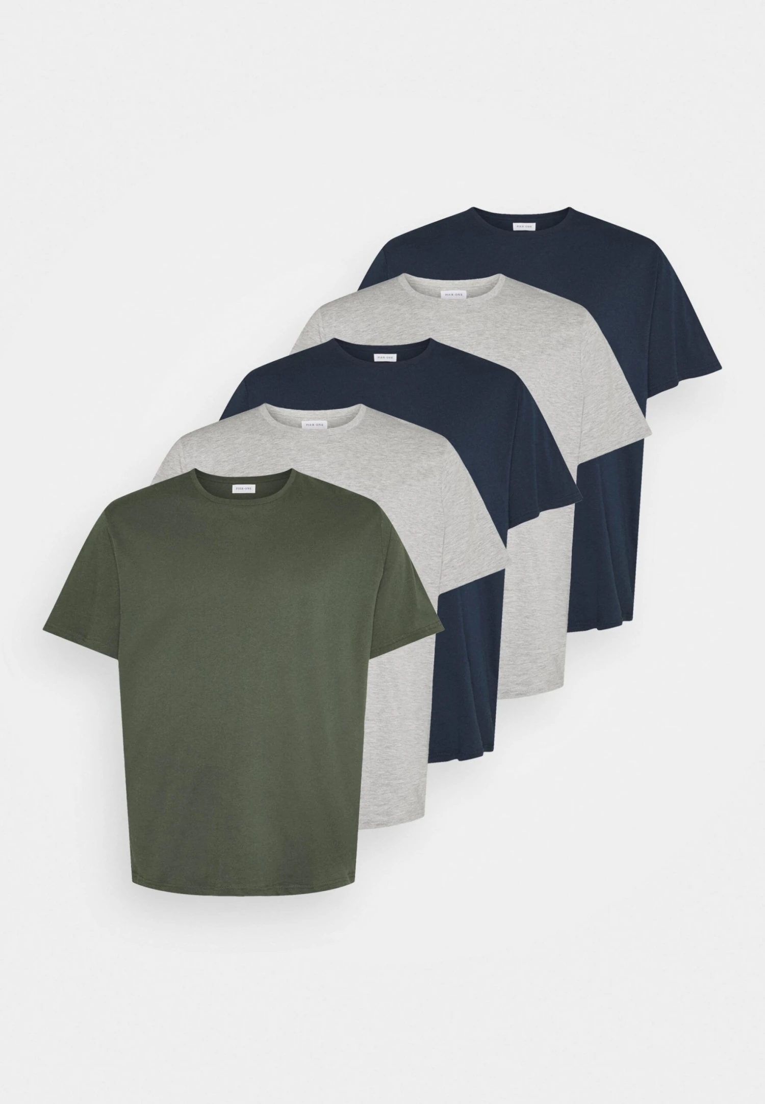 Pier One 5 Pack - Basic T-Shirt - Khaki/Grey/Dark Blue 5 Pier One 5 Pack - Basic T-Shirt - Khaki/Grey/Dark Blue - Image 5