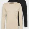 Pier One 2 Pack - Long Sleeved Top - Beige/Black