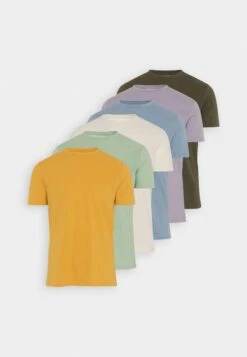 Pier One 7 Pack - Basic T-Shirt - White/Yellow/Lilac -Boutique Fashion Men's Discount Store d619b979bff1421ca3c2dca88f3e6305