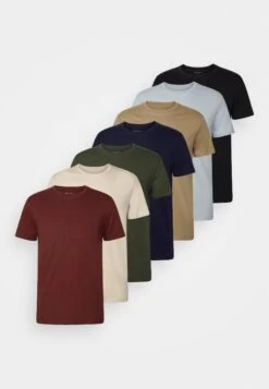 Pier One 7 Pack - Basic T-Shirt - Black/Dark Blue/Dark Green -Boutique Fashion Men's Discount Store d74e2d3540cf40e38472cc37d83d230d