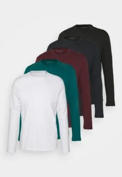 Pier One 5 Pack - Long Sleeved Top - White/Dark Blue/Black -Boutique Fashion Men's Discount Store d83220e9e54d43fcb8998bbd6af96e96