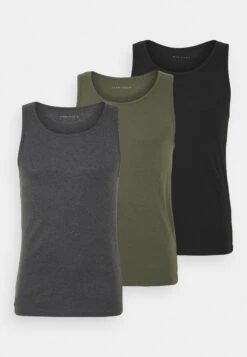 Pier One 3 Pack - Undershirt - Black/Khaki/Mottled Dark Grey