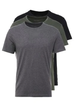 Pier One 3 Pack - Basic T-Shirt - Black/Grey/Green -Boutique Fashion Men's Discount Store df840033a7f04afda15f16c48ba7762b