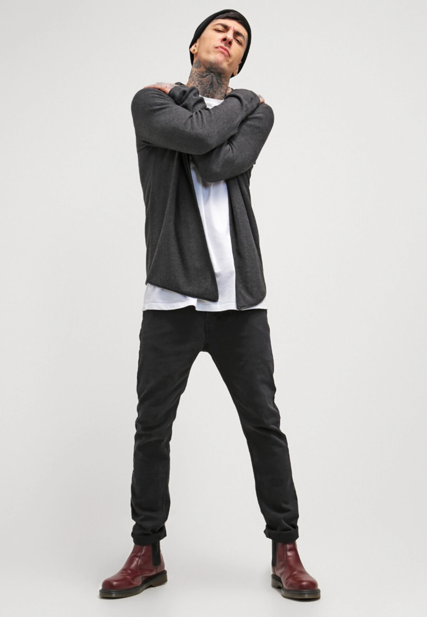 Pier One Cardigan - Mottled Dark Grey 2 Pier One Cardigan - Mottled Dark Grey - Image 2