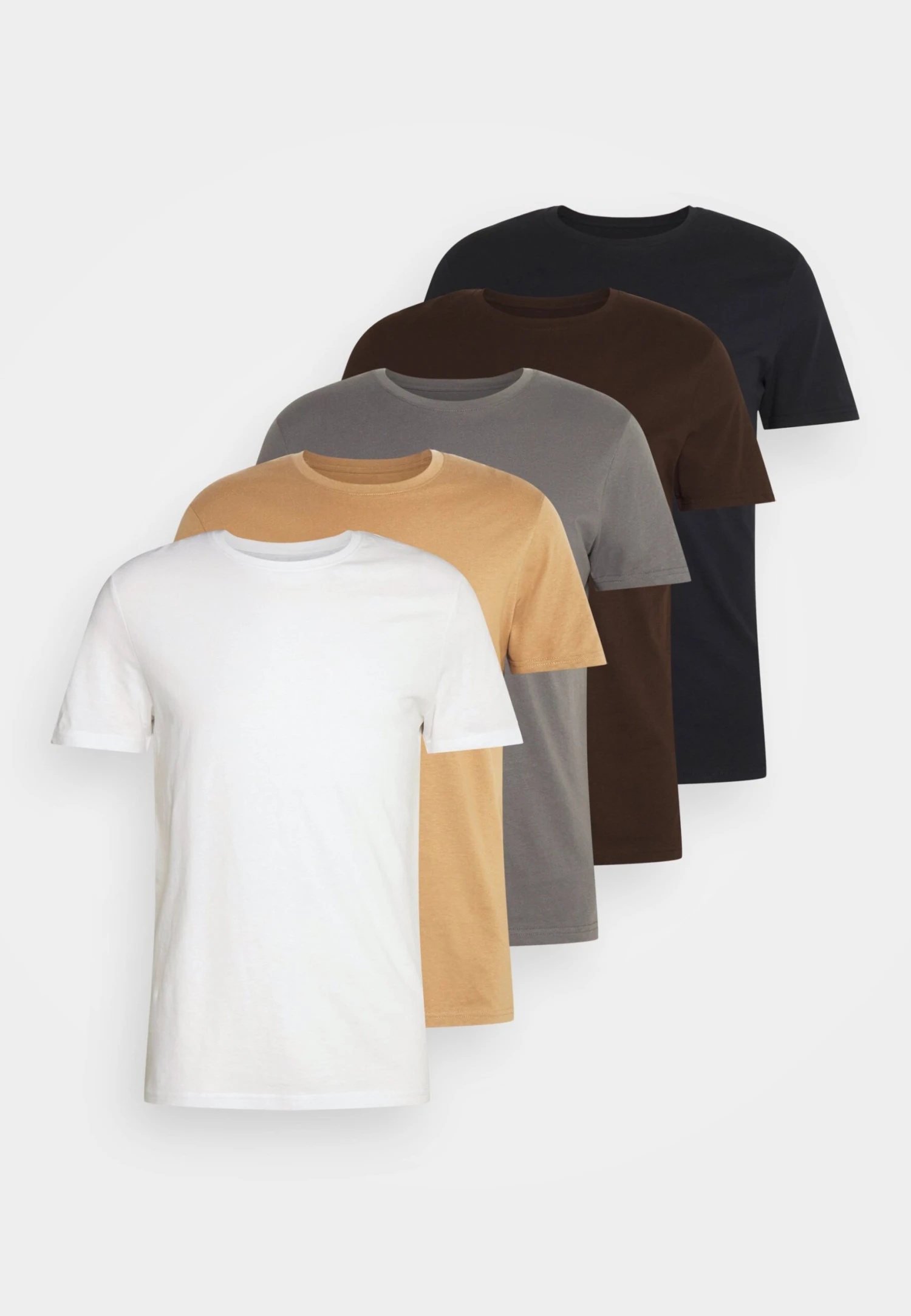 Pier One 5 Pack - Basic T-Shirt - Dark Grey/White/Light Brown 6 Pier One 5 Pack - Basic T-Shirt - Dark Grey/White/Light Brown - Image 6