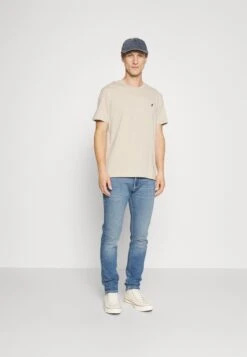 Pier One 3 Pack - Basic T-Shirt - Dark Blue/Beige/Dark Brown